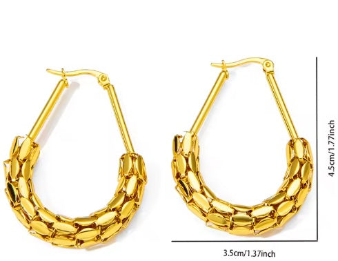 Boucles d’oreilles créoles dorées épaisses en acier inoxydable – 4.5 cm