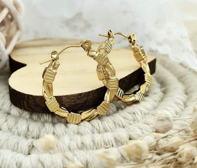 Boucles d’oreilles créoles dorées en acier inoxydable – 25 mm | ZARIS