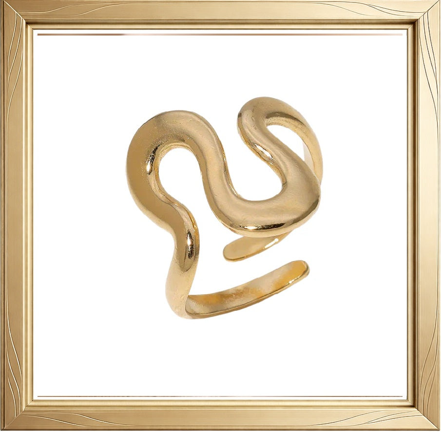 Bague Asymétrique Dorée Ajustable – Design Moderne | ZARIS PARIS