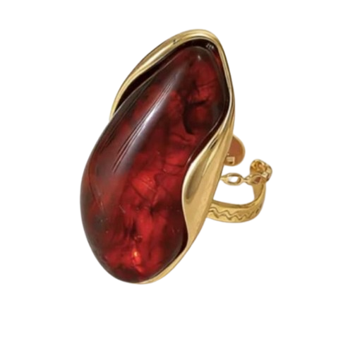 Bague Ouverte "Ambre Mella" en Résine & Acier Inoxydable - Design Unique en U