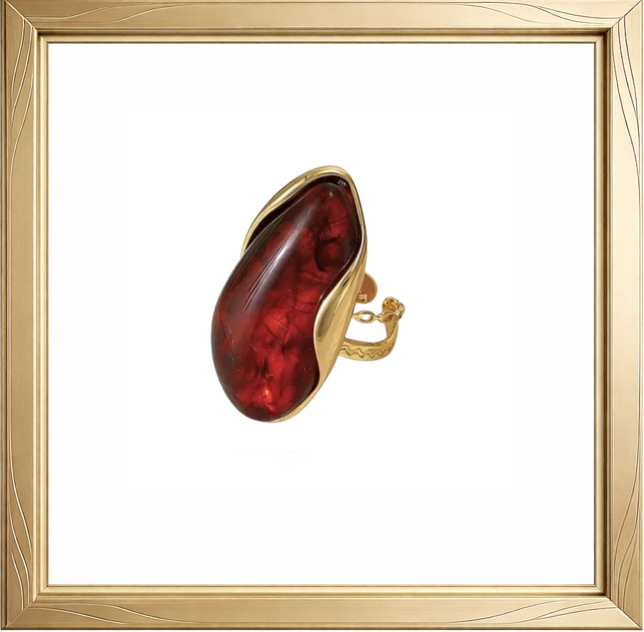 Bague Ouverte "Ambre Mella" en Résine & Acier Inoxydable - Design Unique en U