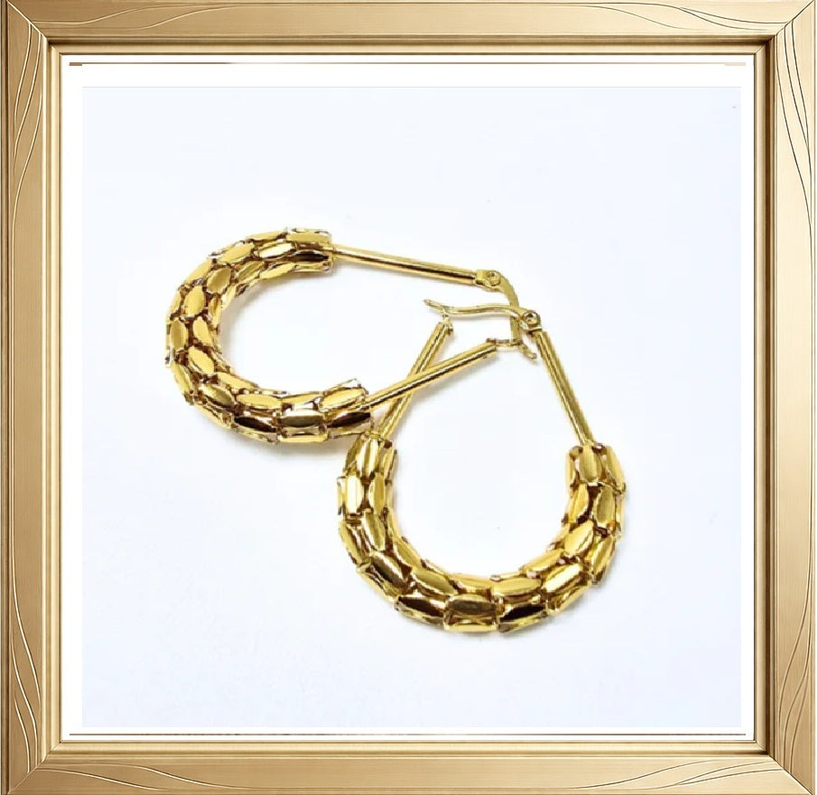 Boucles d’oreilles créoles dorées épaisses en acier inoxydable – 4.5 cm