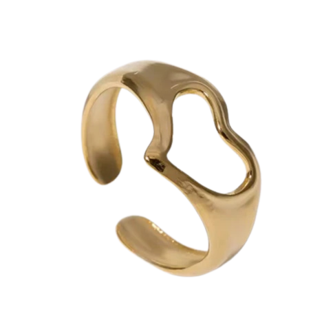 Bague Cœur Ouverte Dorée –  Style Minimaliste Élégant