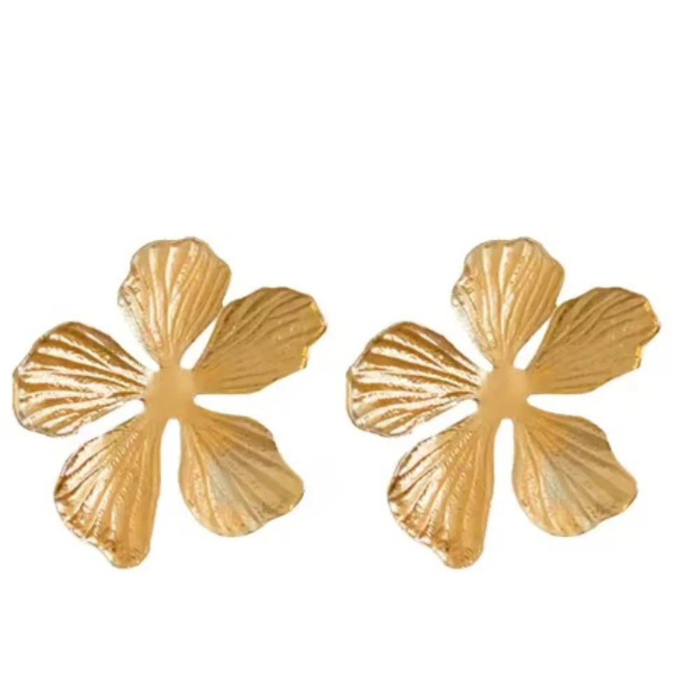 Boucles d’oreilles fleur dorées XXL en acier inoxydable – NINON